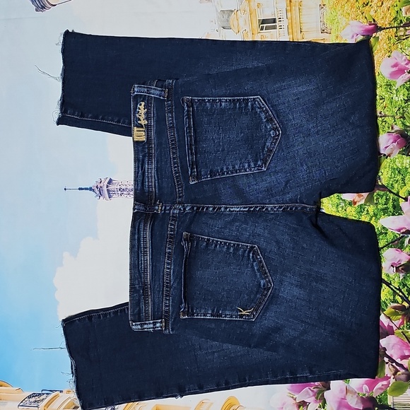 Kut From The Kloth Dark Blue Distressed Jeans Raw Hem‎ Size 6 - Picture 6 of 6